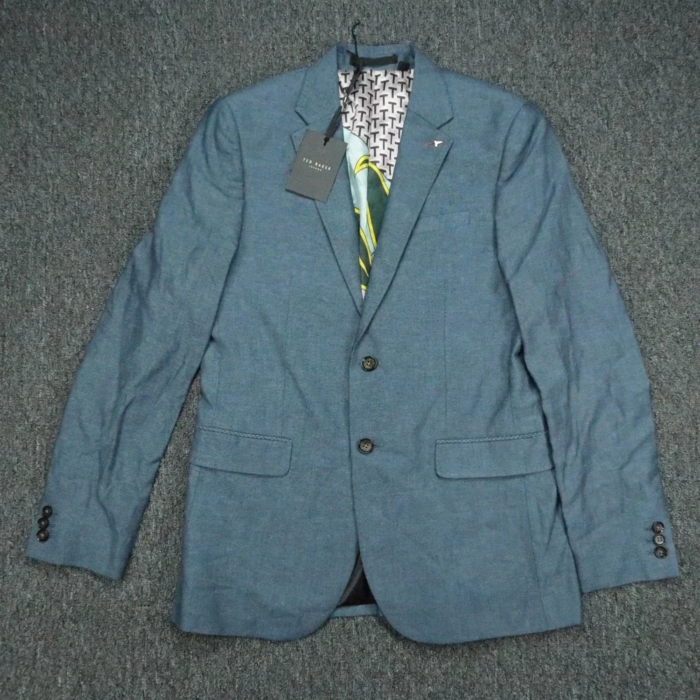 Ted Baker Blazer Mens Medium Blue Core Linen Blend Sport Coat